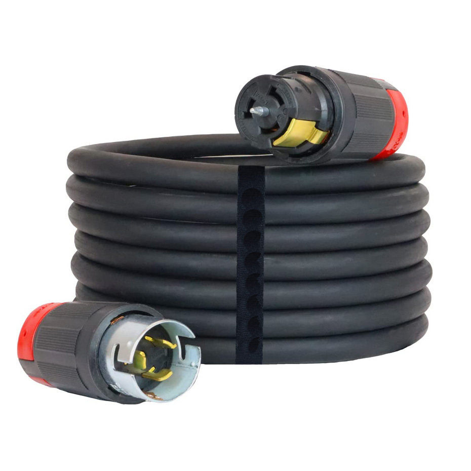 100 feet 35 Amp 4 Wire Cable Stranded Style 8/4 SOOW Power Cord Black Rubber Jacket with California Style Ends 20221009